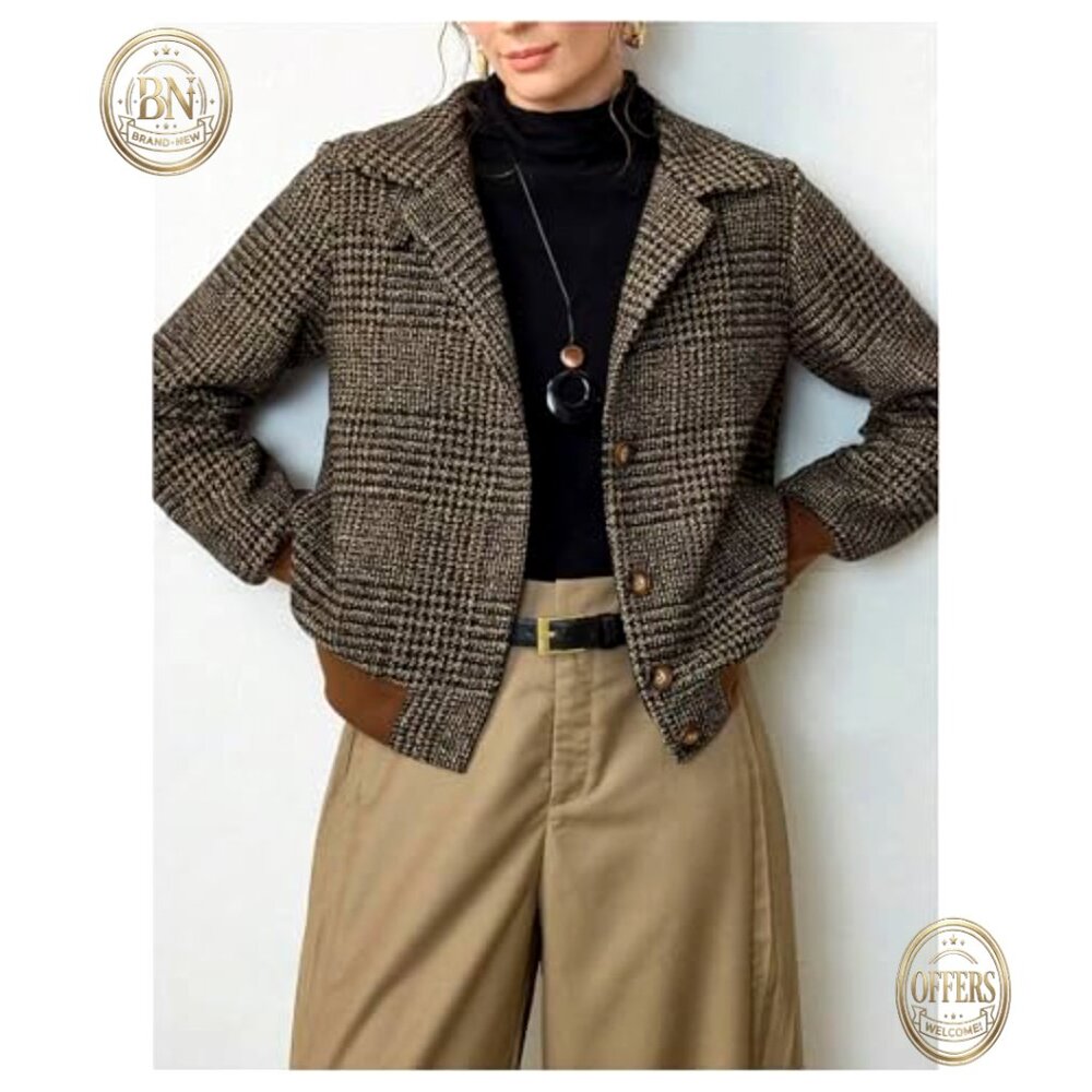 Polyester Blazer Plaid Button Down Jacket Busines… - image 2